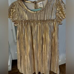 OshKosh B’gosh Toddler Girls Metallic Gold Flutter Sleeve Dress in 3T